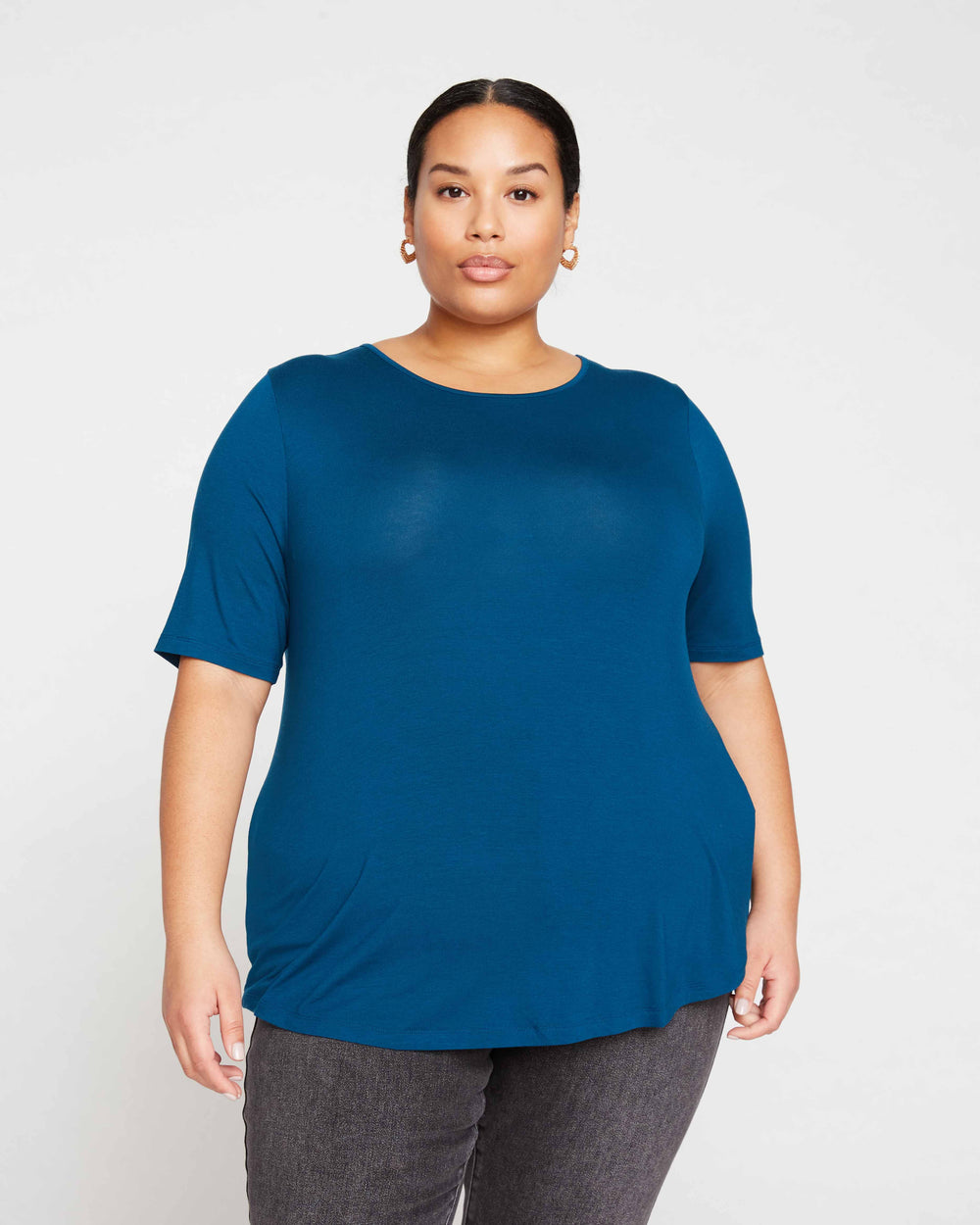 Lily Liquid Jersey Crew Neck Stovepipe Tee - Marine