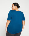 Lily Liquid Jersey Crew Neck Stovepipe Tee - Marine