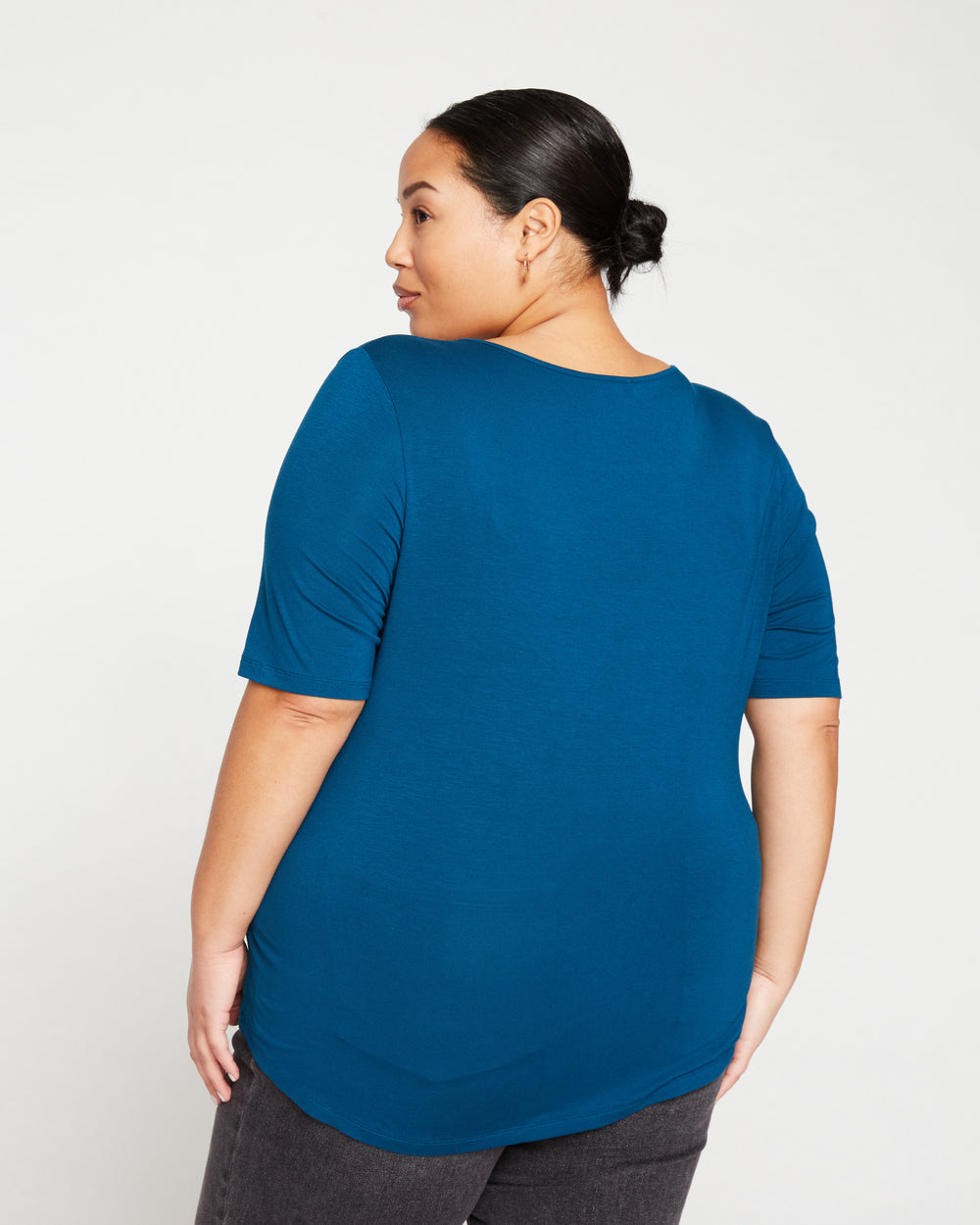 Lily Liquid Jersey Crew Neck Stovepipe Tee - Marine