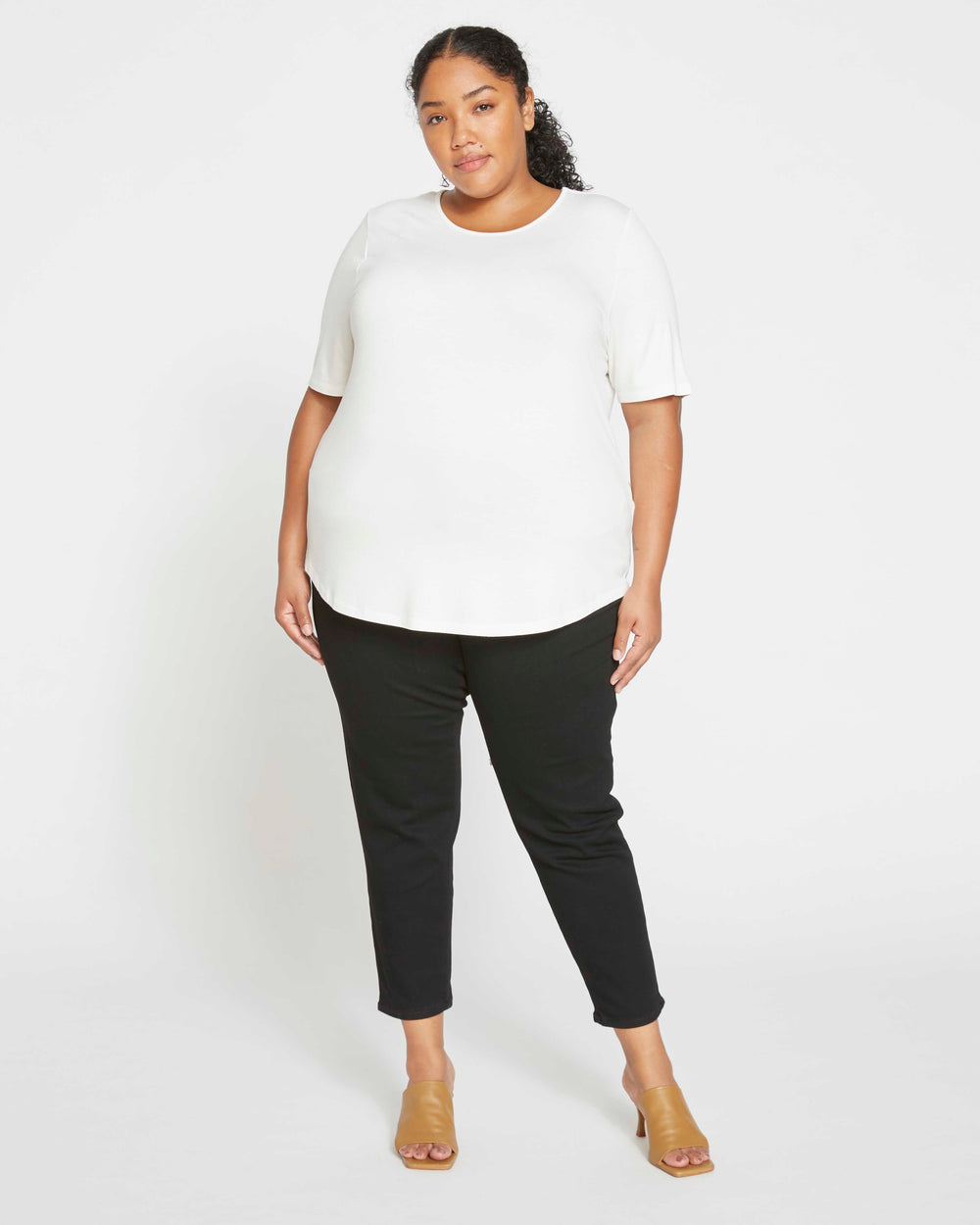Lily Liquid Jersey Crew Neck Stovepipe Tee - White
