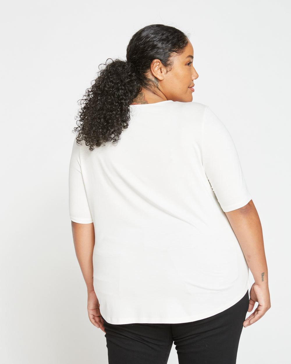 Lily Liquid Jersey Crew Neck Stovepipe Tee - White