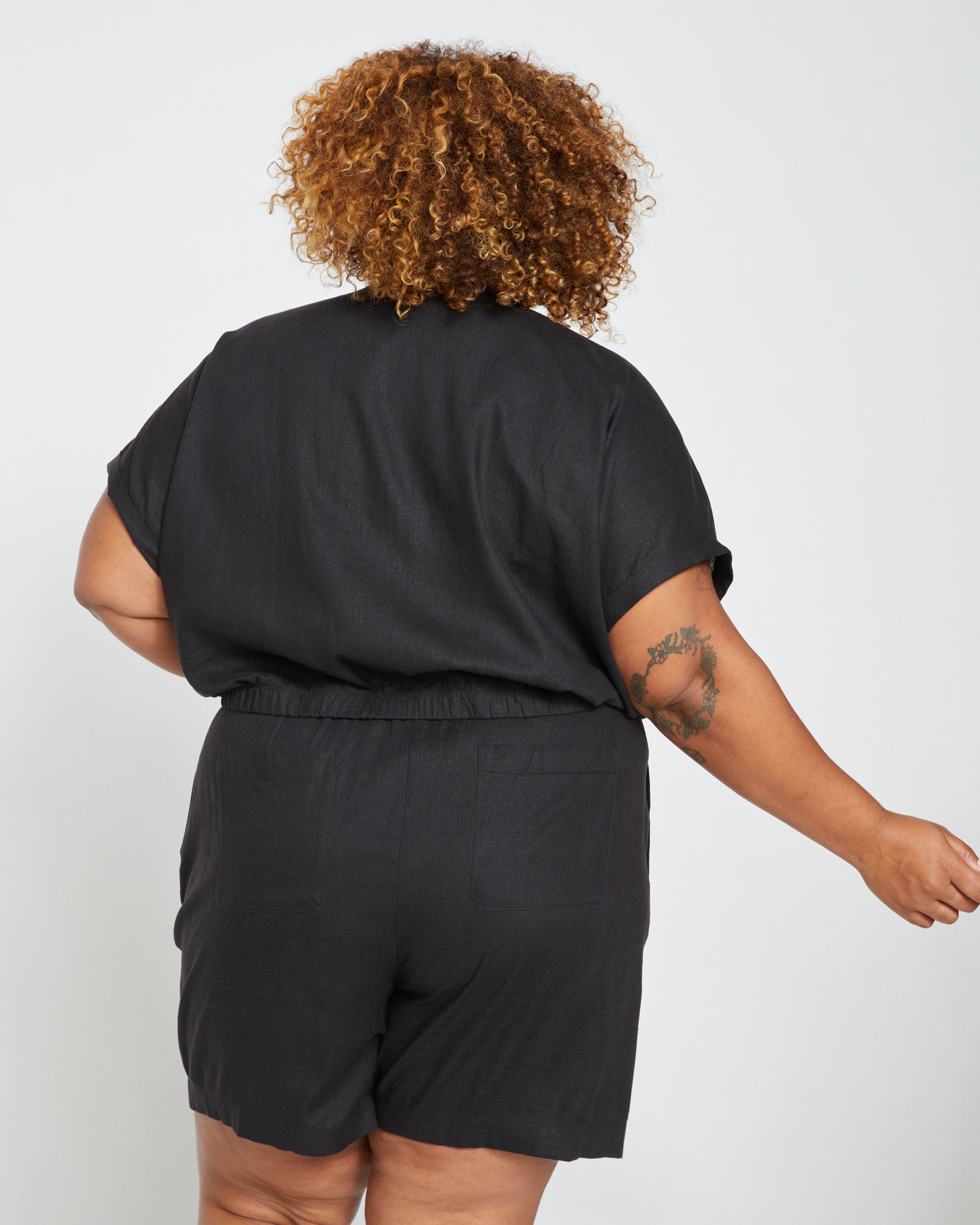 Tropez Tied Linen Crop Top - Black