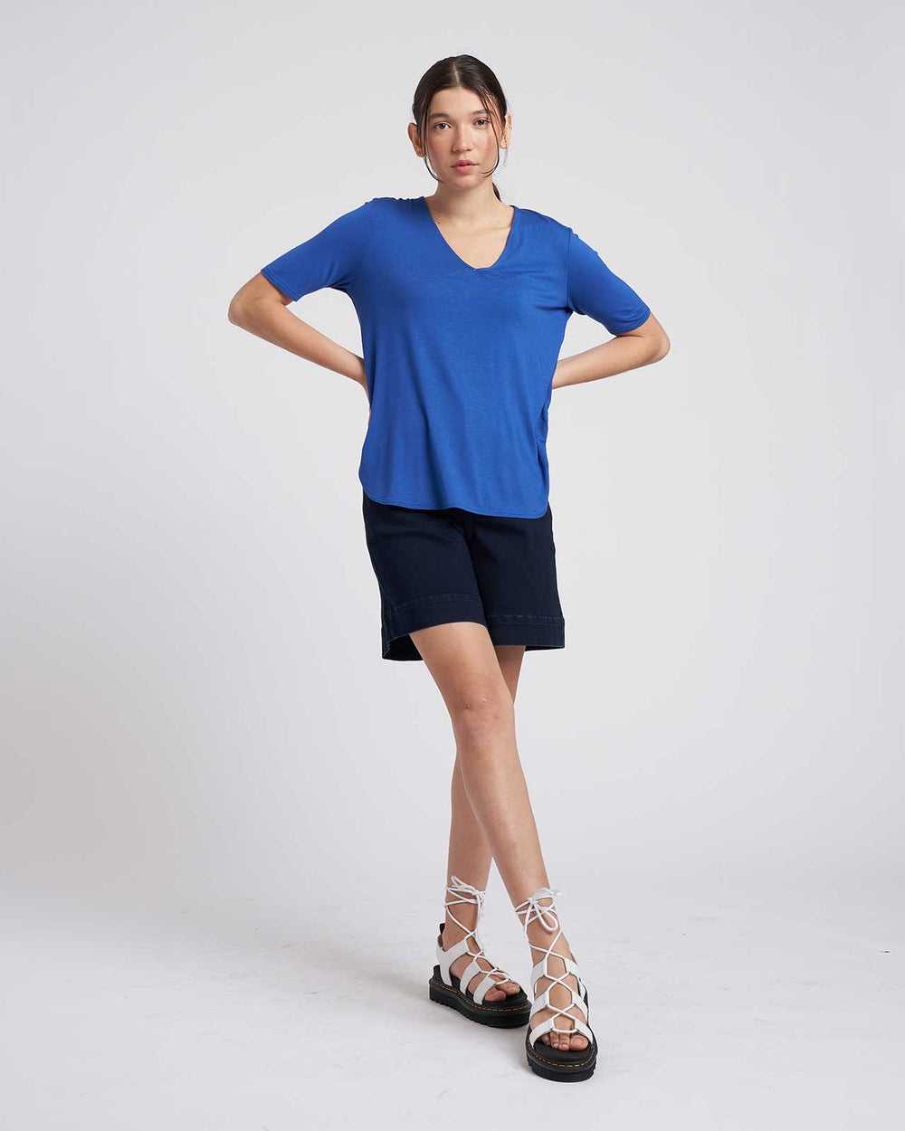 Liquid Jersey Emma V Neck Easy Tee - Royal Blue