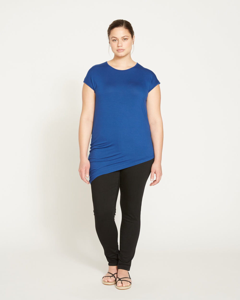 Liquid Jersey Crew Neck Genevette Top - True Blue