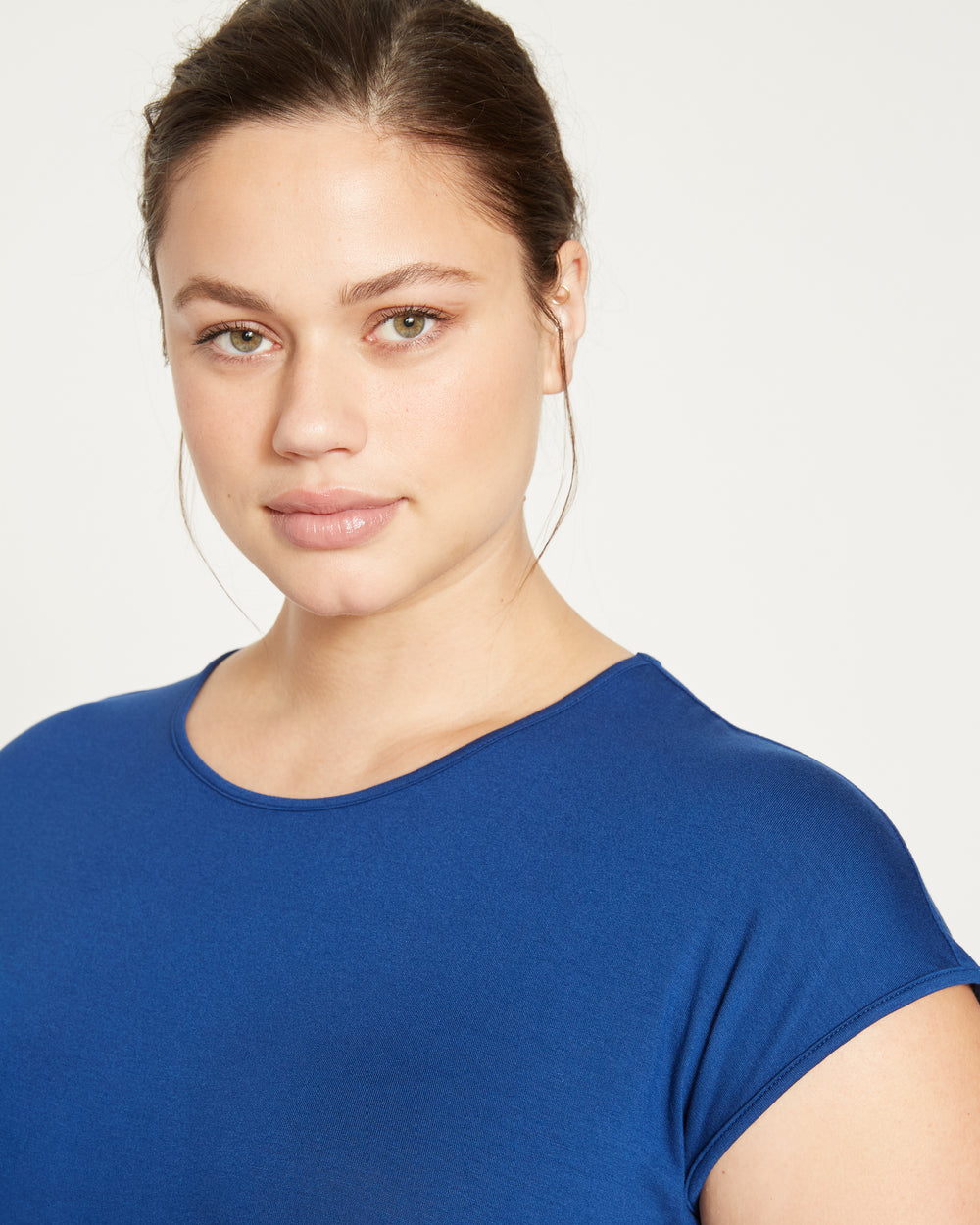 Liquid Jersey Crew Neck Genevette Top - True Blue