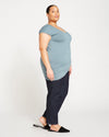 Liquid Jersey V-Neck Genevette Top - Storm