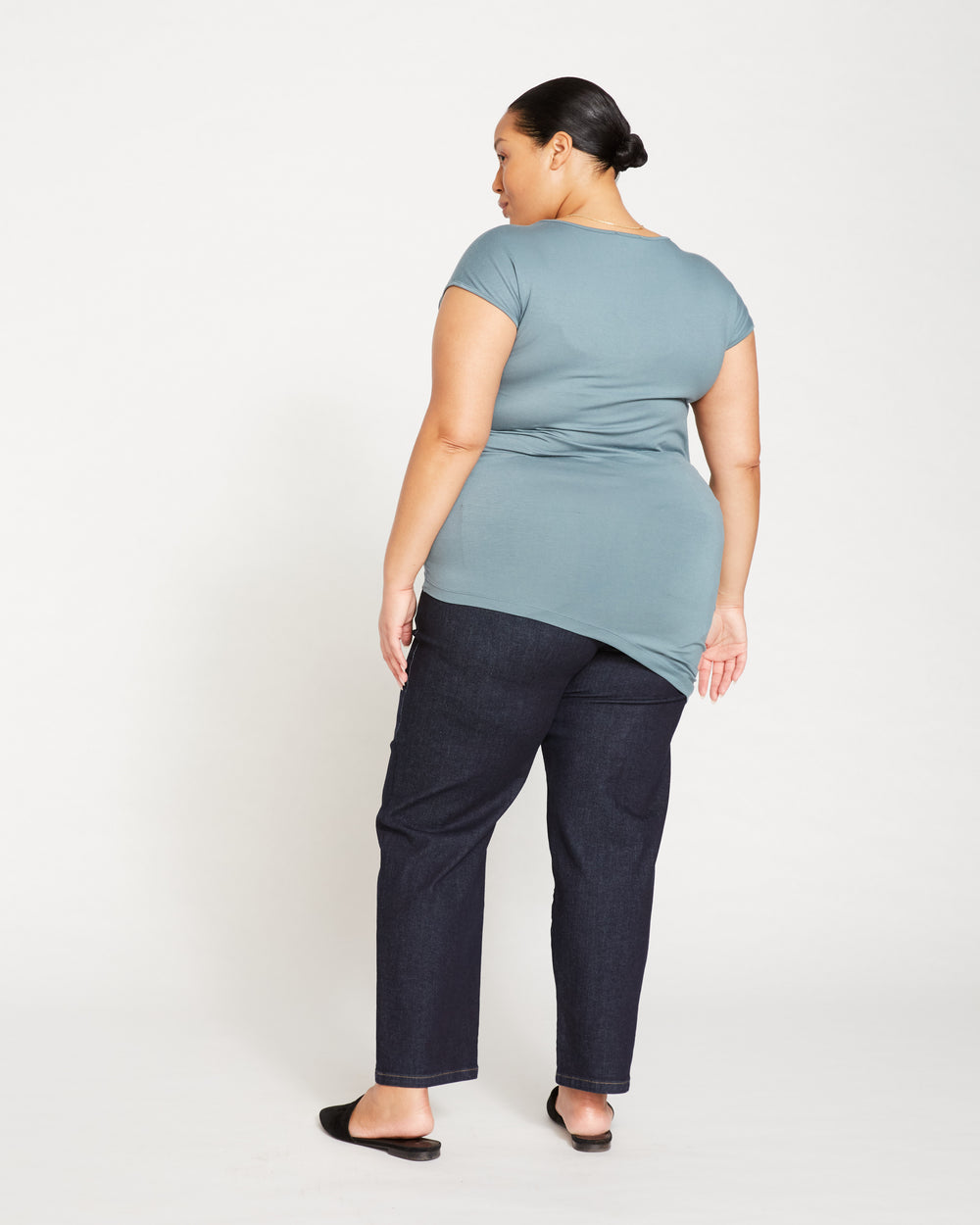 Liquid Jersey V-Neck Genevette Top - Storm
