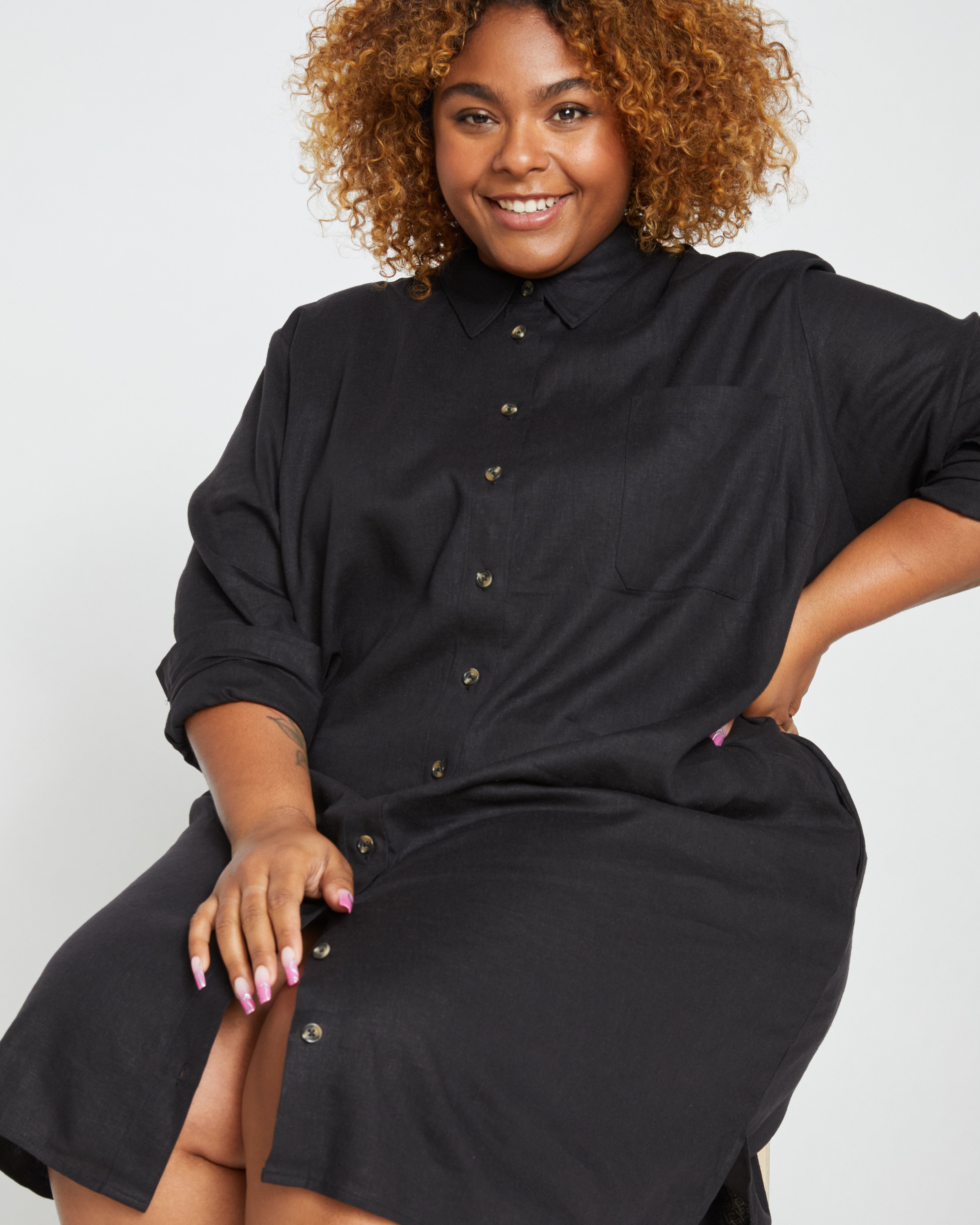 Seaside Linen Shirtdress - Black – Universal Standard
