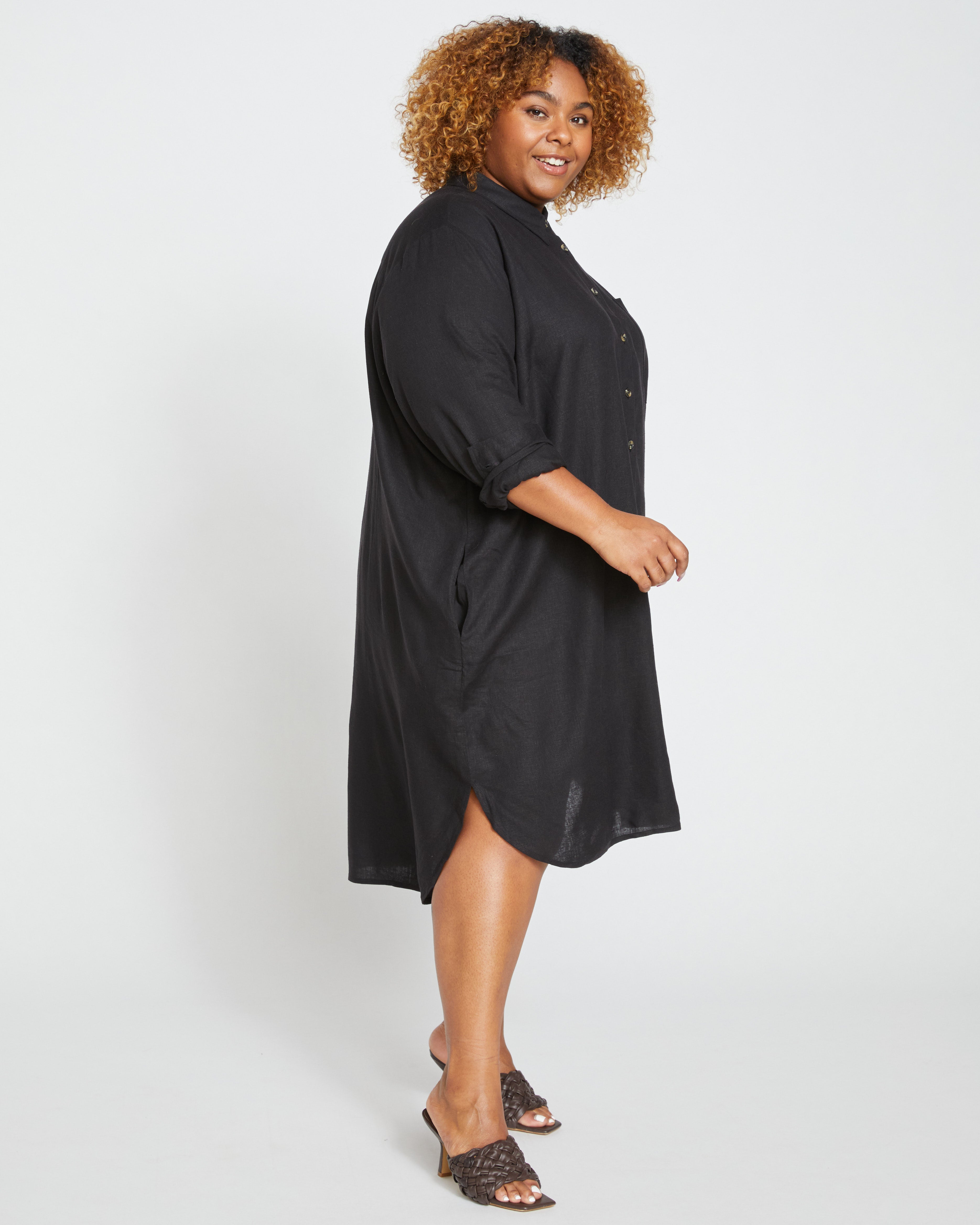 Seaside Linen Shirtdress - Black – Universal Standard