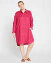 Seaside Linen Shirtdress - Cerise