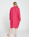 Seaside Linen Shirtdress - Cerise