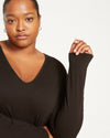Iconic Long Sleeve V-Neck Geneva Dress - Black