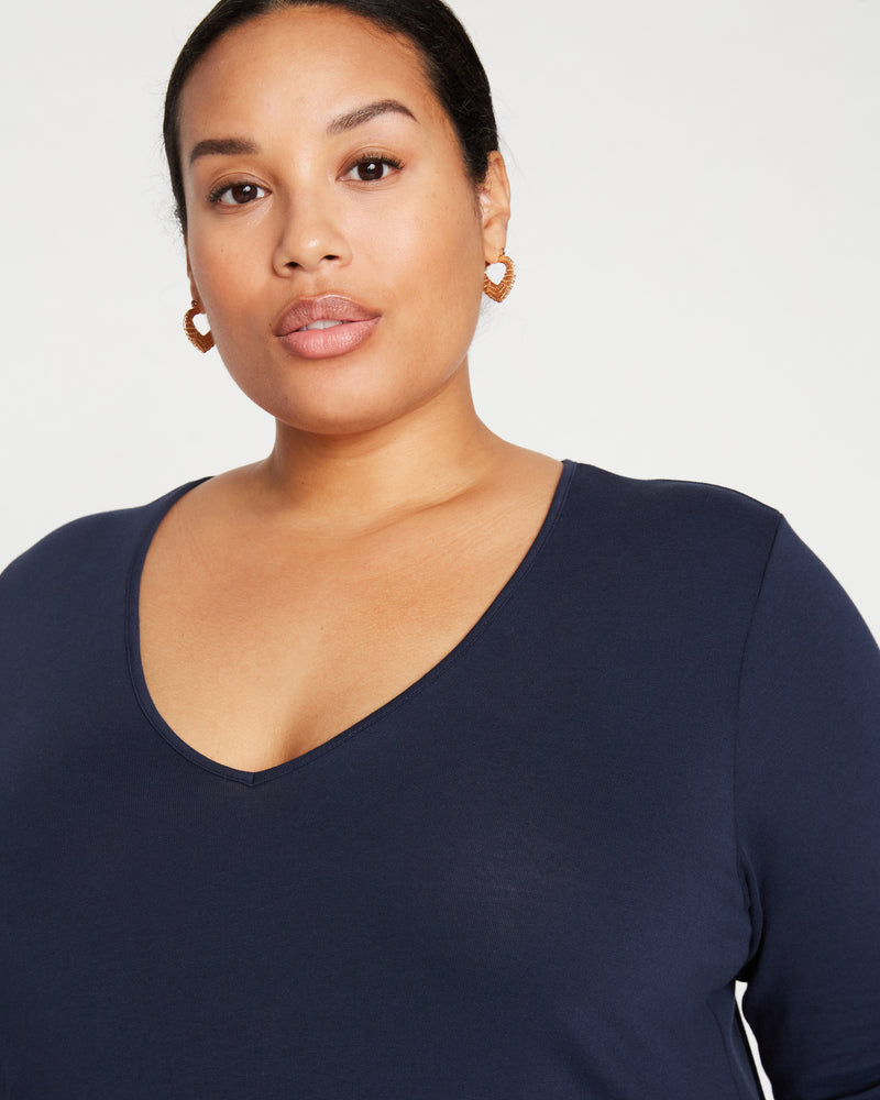 Iconic Long Sleeve V-Neck Geneva Dress - Navy
