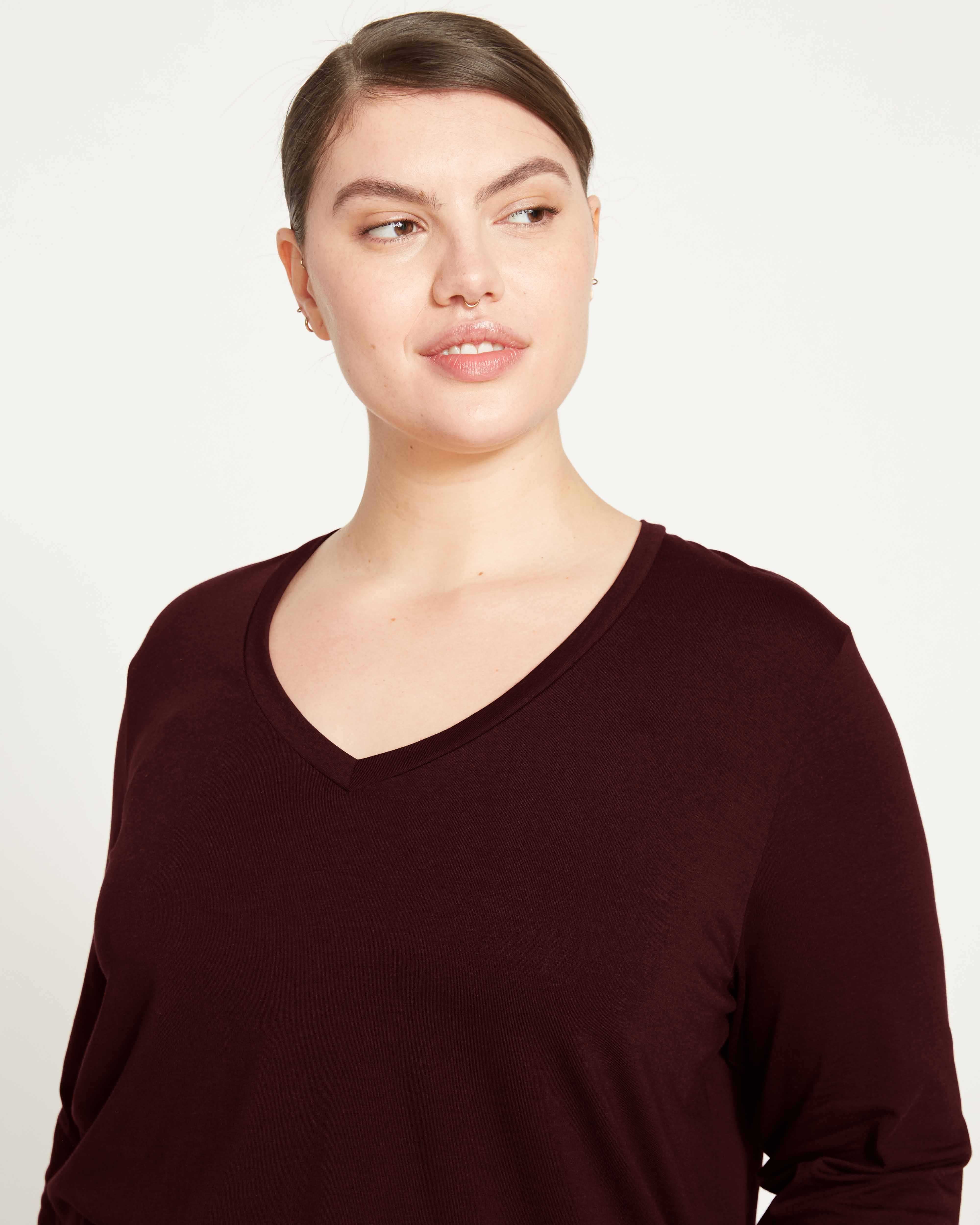 Long Sleeve V Rex - Black Cherry