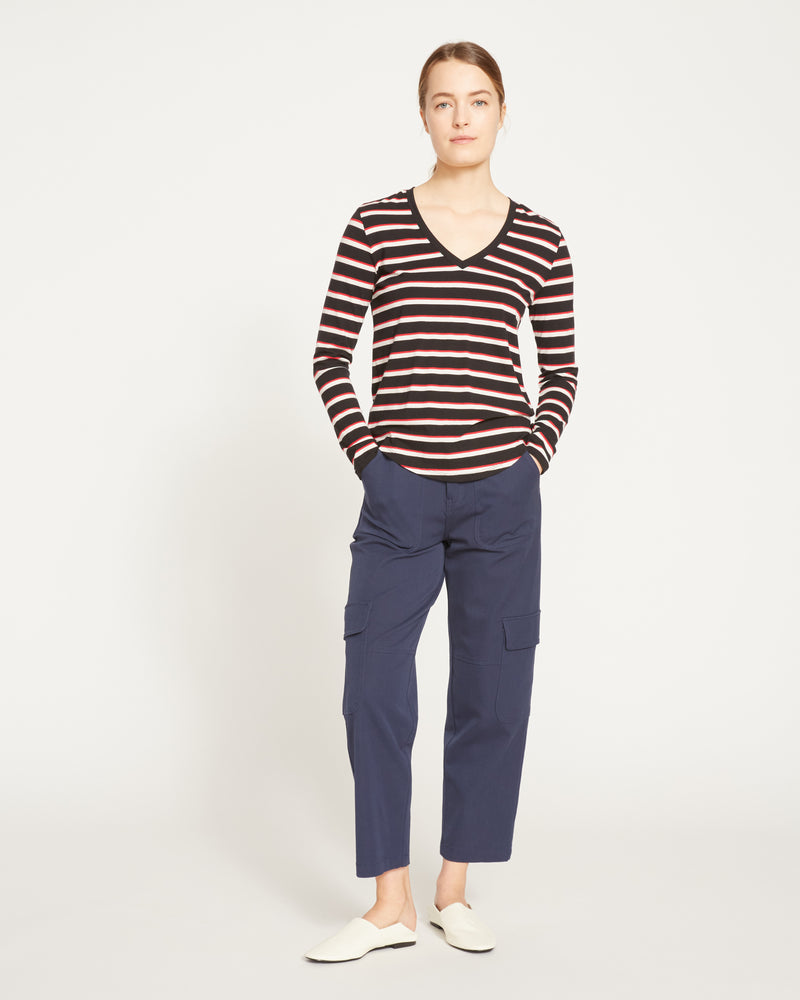 Long Sleeve V Rex - Black/Red/White Stripe