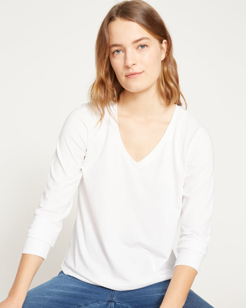 Long Sleeve V Rex - White