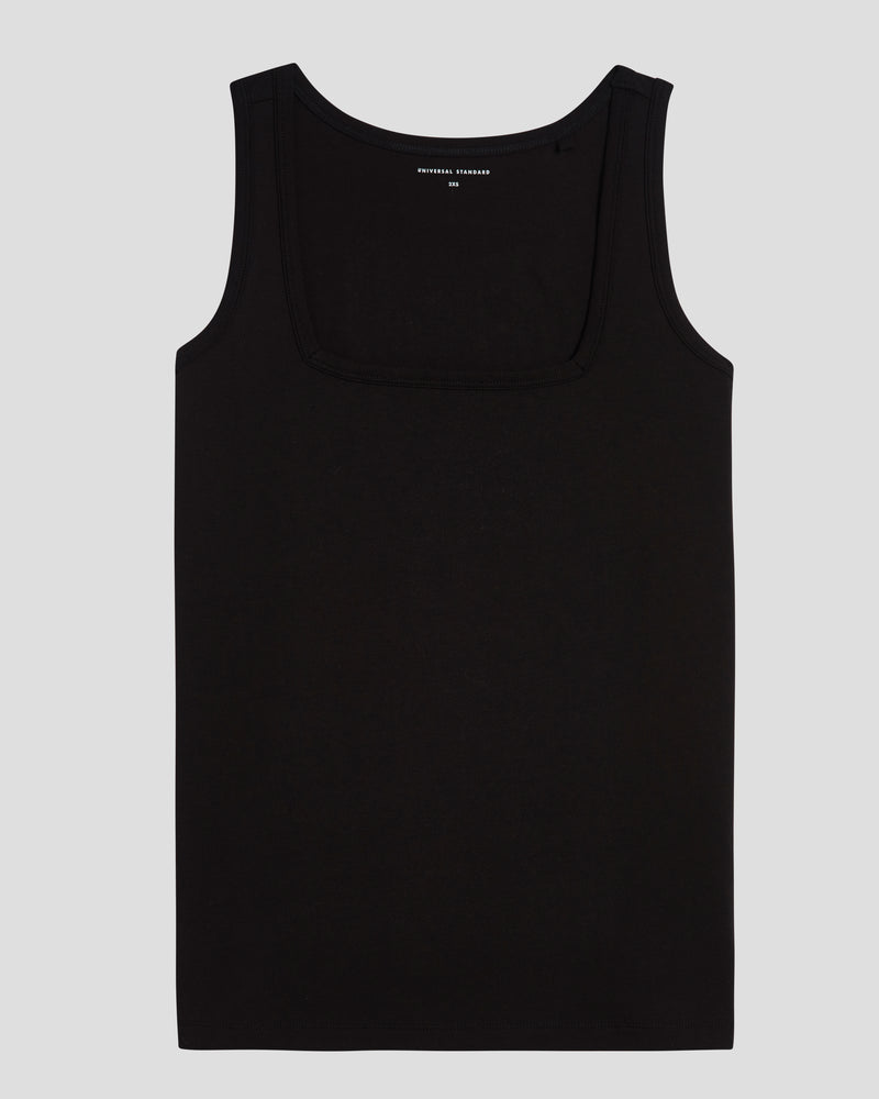 Square Neck Tank Top - Black