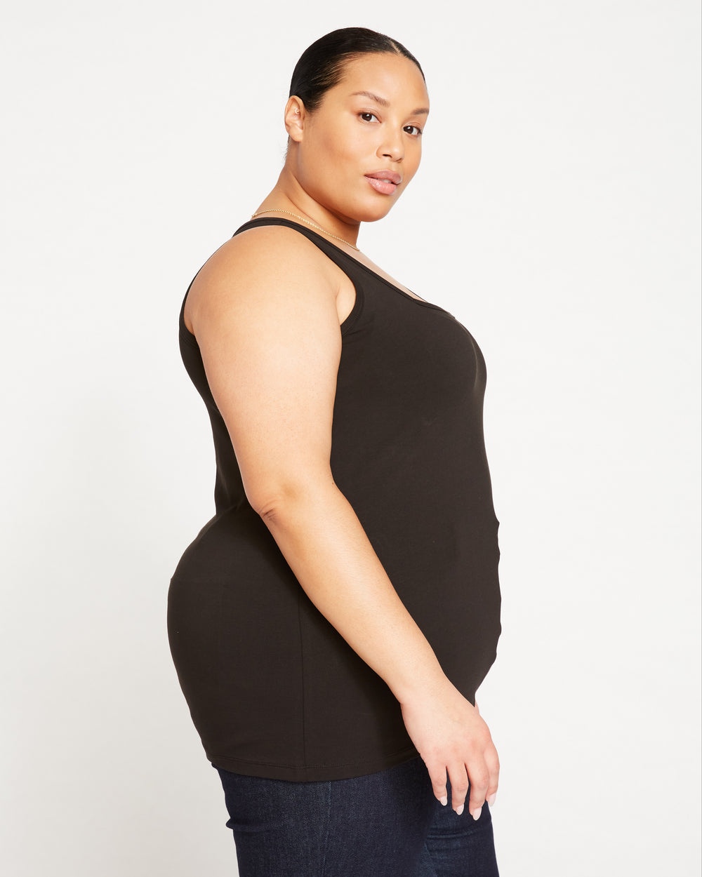 Square Neck Tank Top - Black