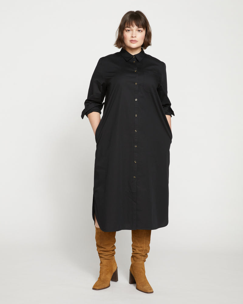 Odeon Stretch Poplin Shirtdress - Black