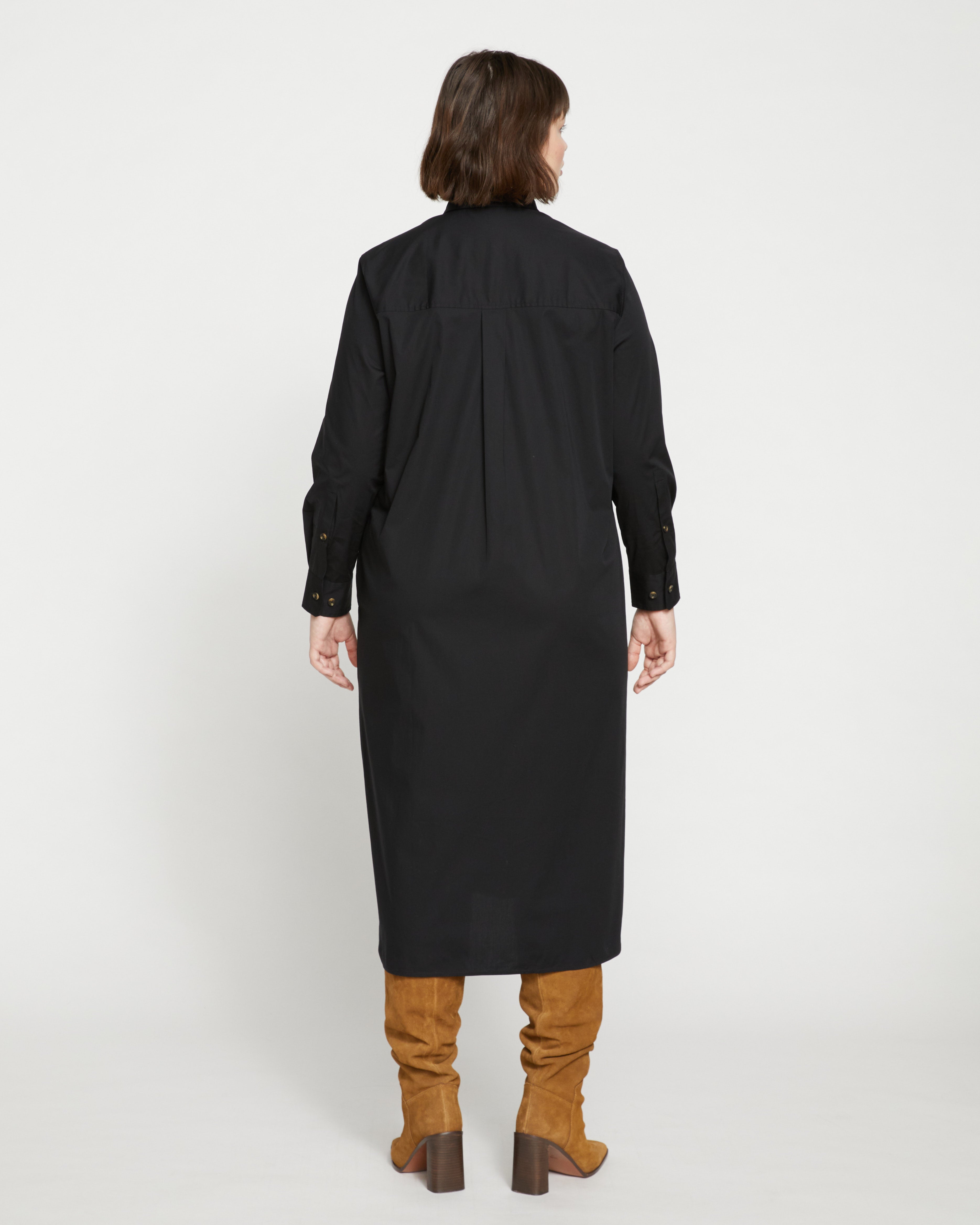 Odeon Stretch Poplin Shirtdress - Black – Universal Standard