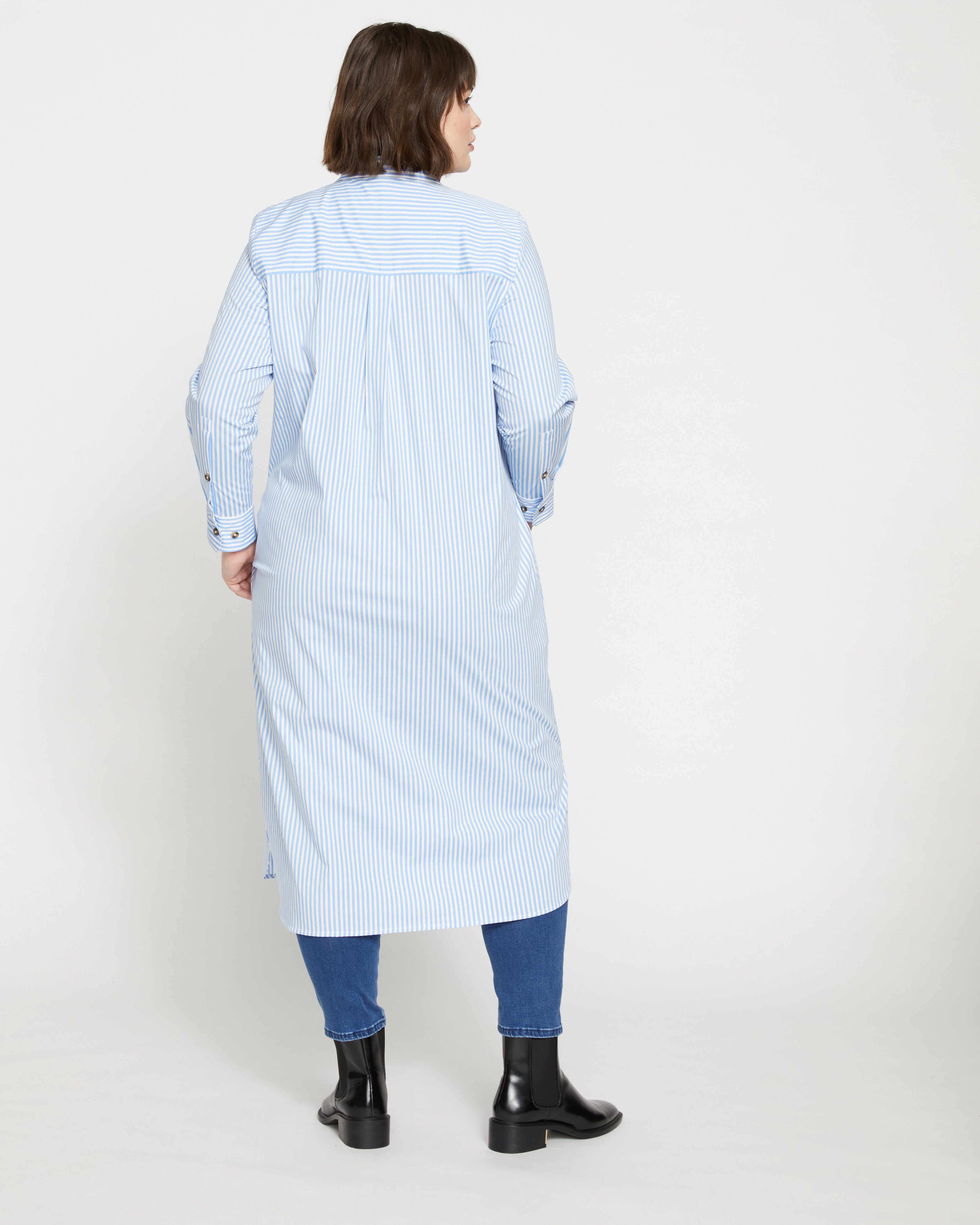 [ODDONEOUT] DENIM STRIPE DRAPE SHIRT DRESS/追跡付 ODDONEOUT] DENIM STRIPE DRAPE SHIRT DRESS/追跡付 (ODD ONE