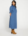Odeon Stretch Poplin Shirtdress - Bleu Scolaire