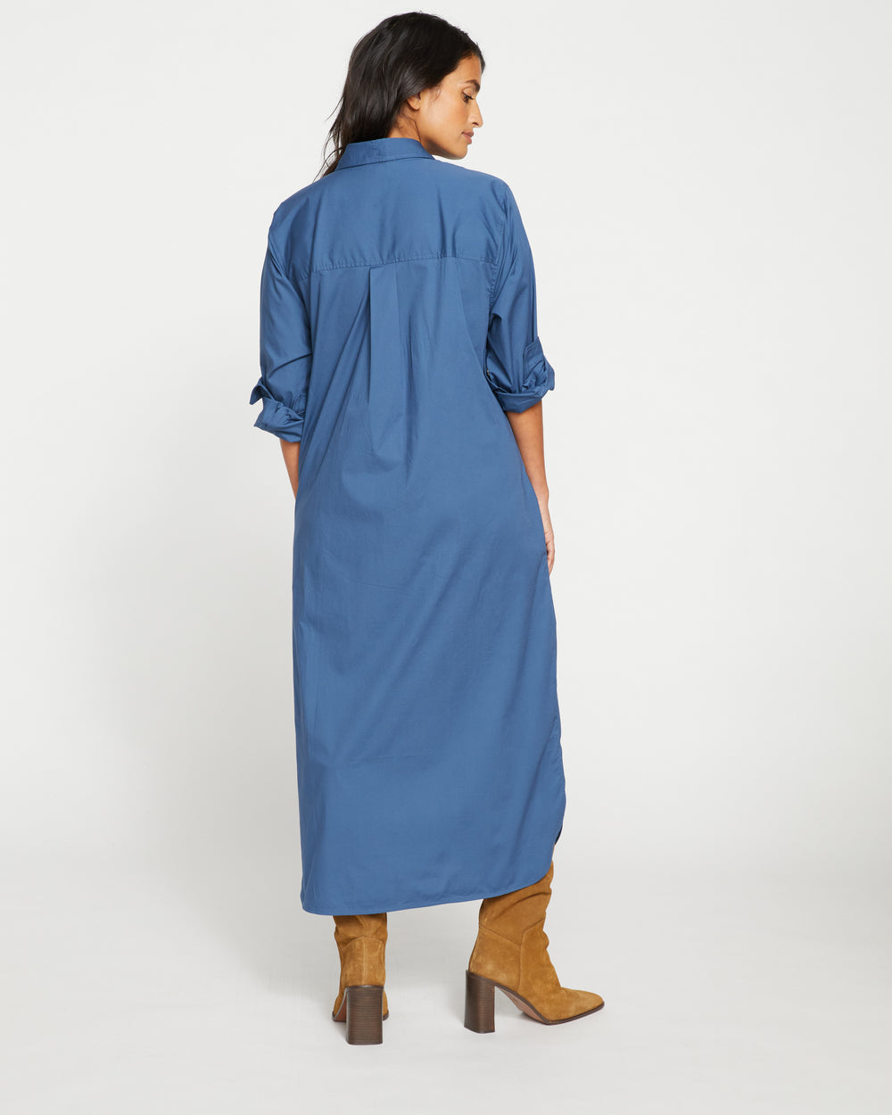 Odeon Stretch Poplin Shirtdress - Bleu Scolaire