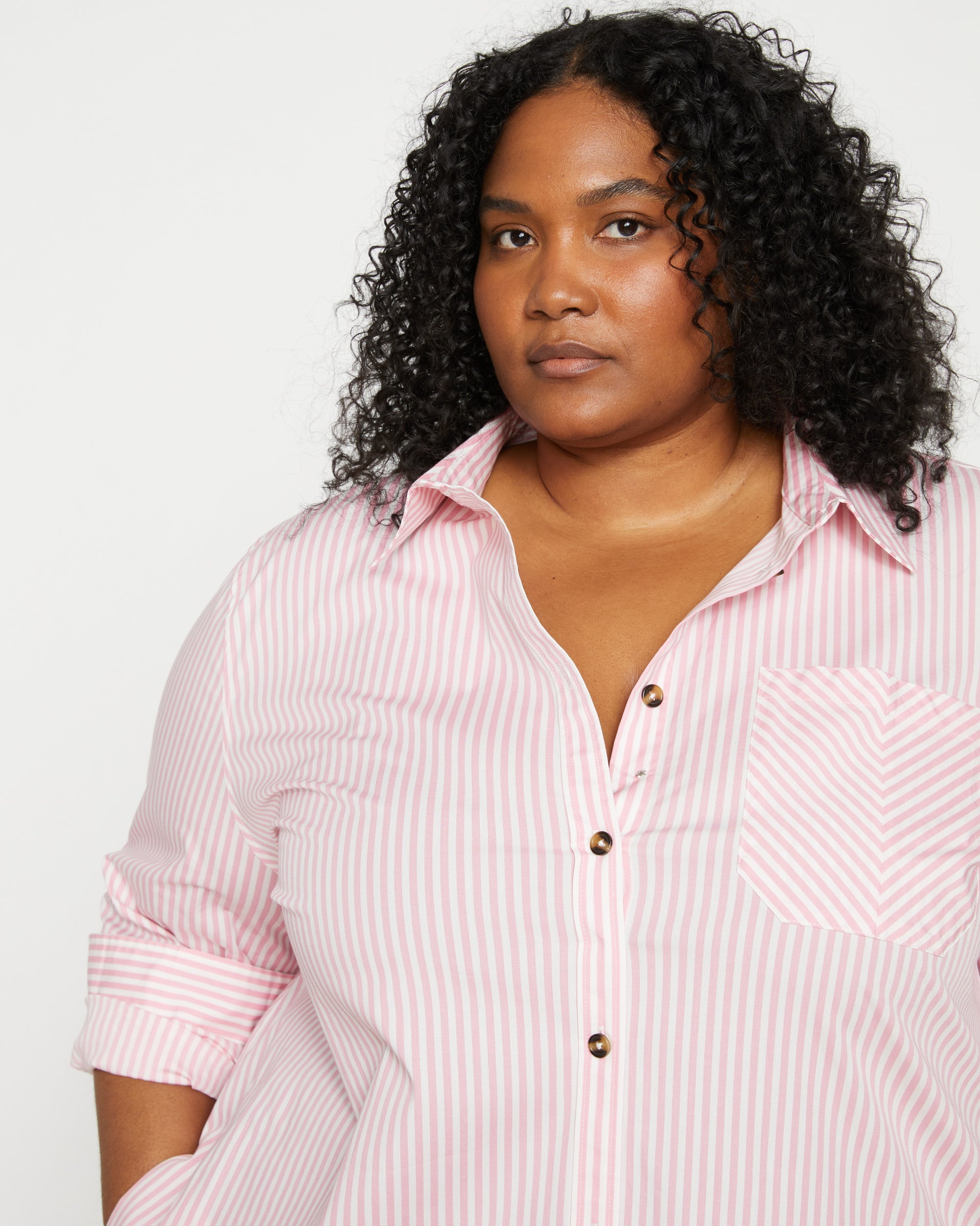 Odeon Stretch Poplin Shirtdress Pink/White Stripe – Universal