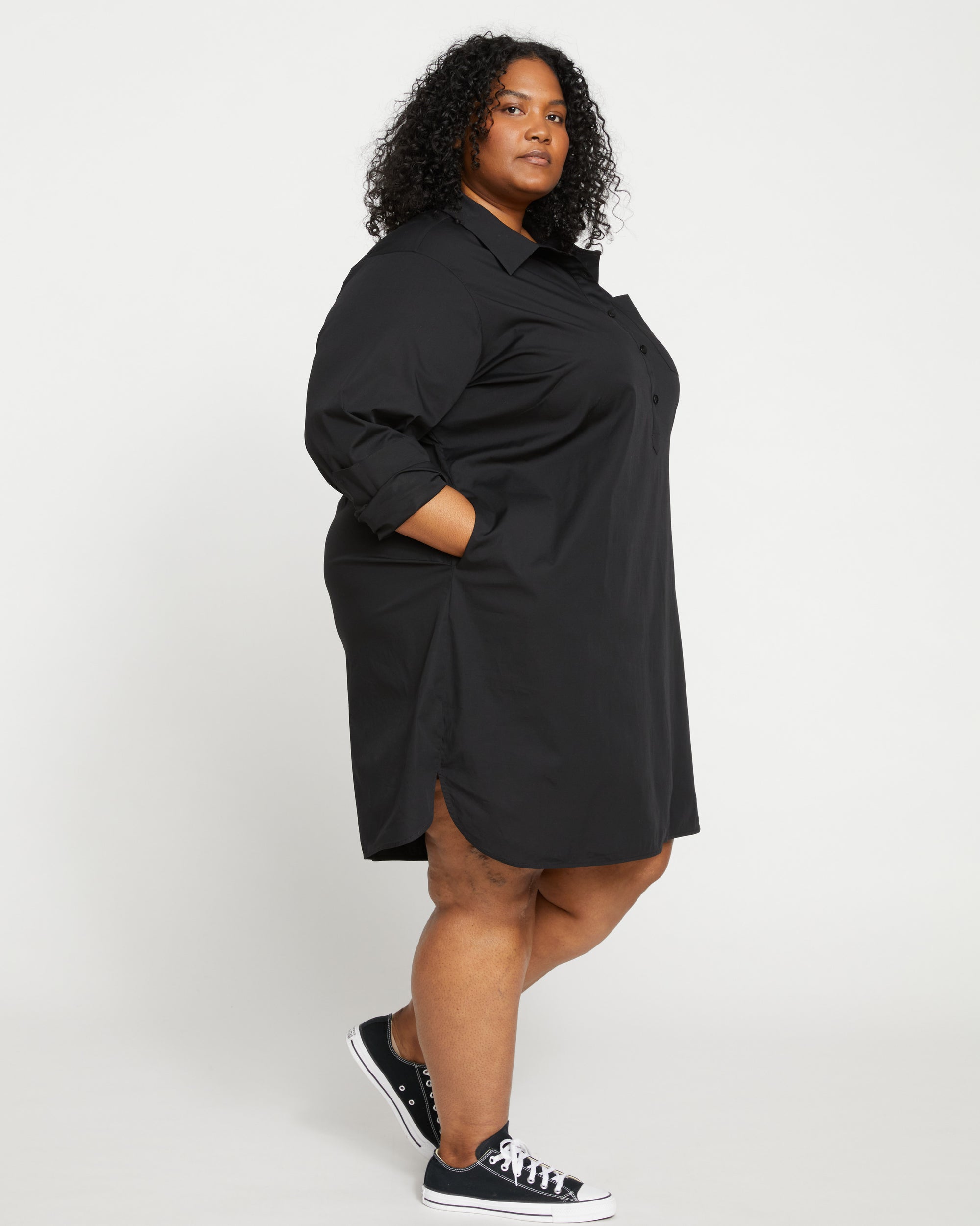 Stretch Poplin Rubicon Shirtdress - Black