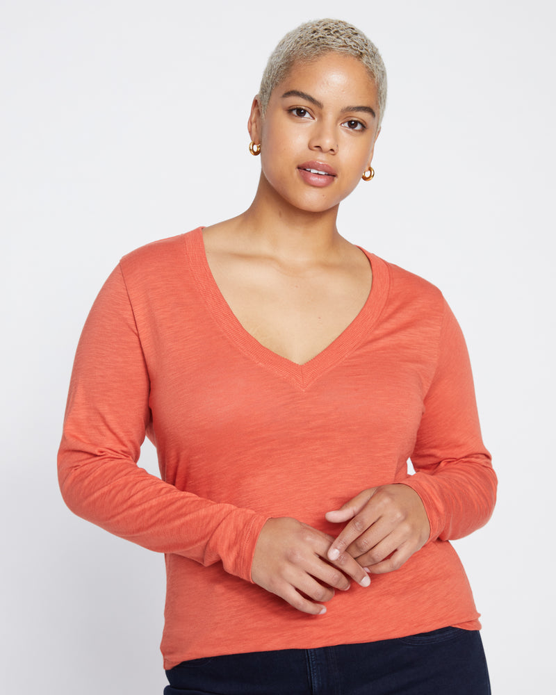 Phoenix Light-As-Air V Neck Tee - Aperol