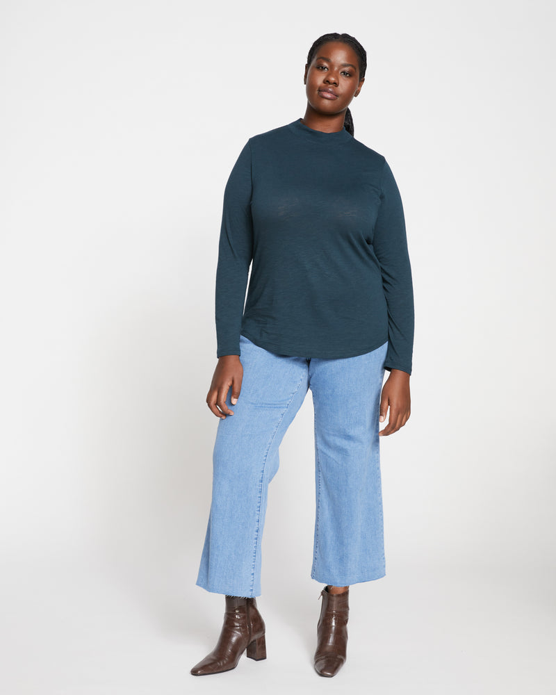Tori Light-As-Air Mockneck Tee - Deep Sea