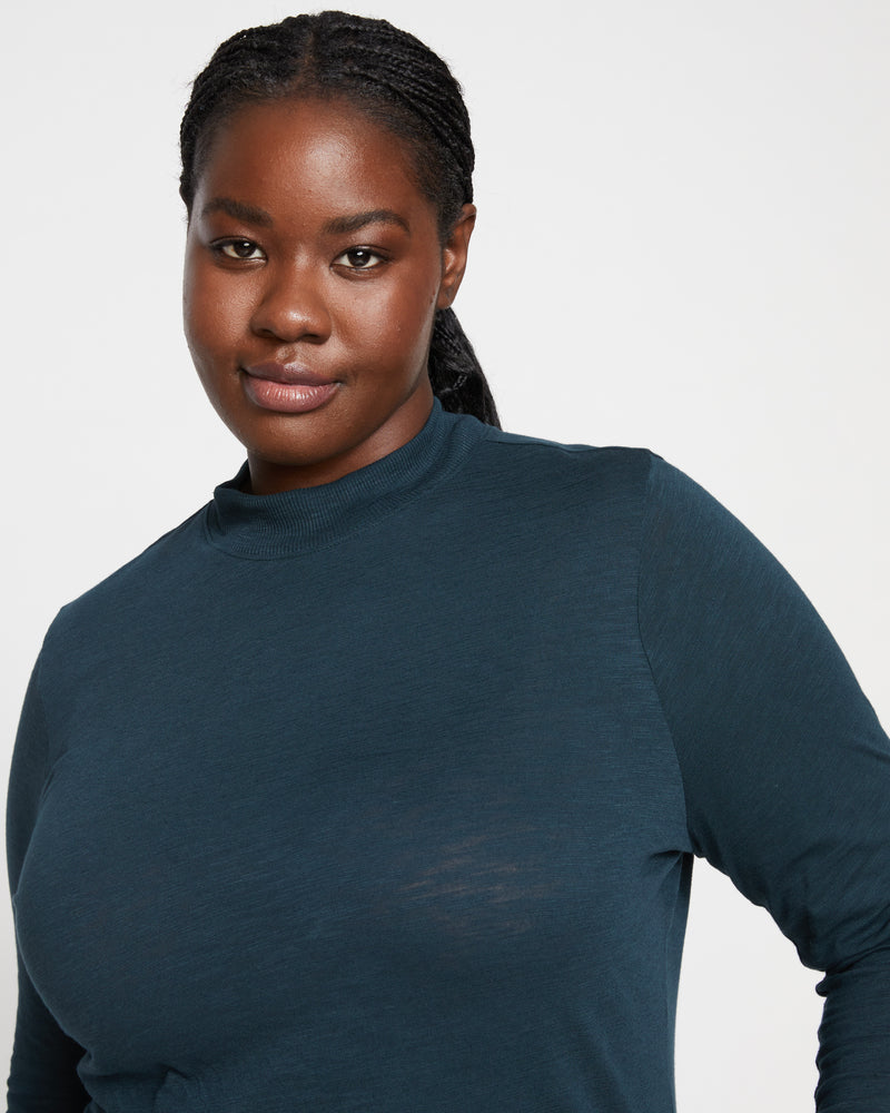 Tori Light-As-Air Mockneck Tee - Deep Sea