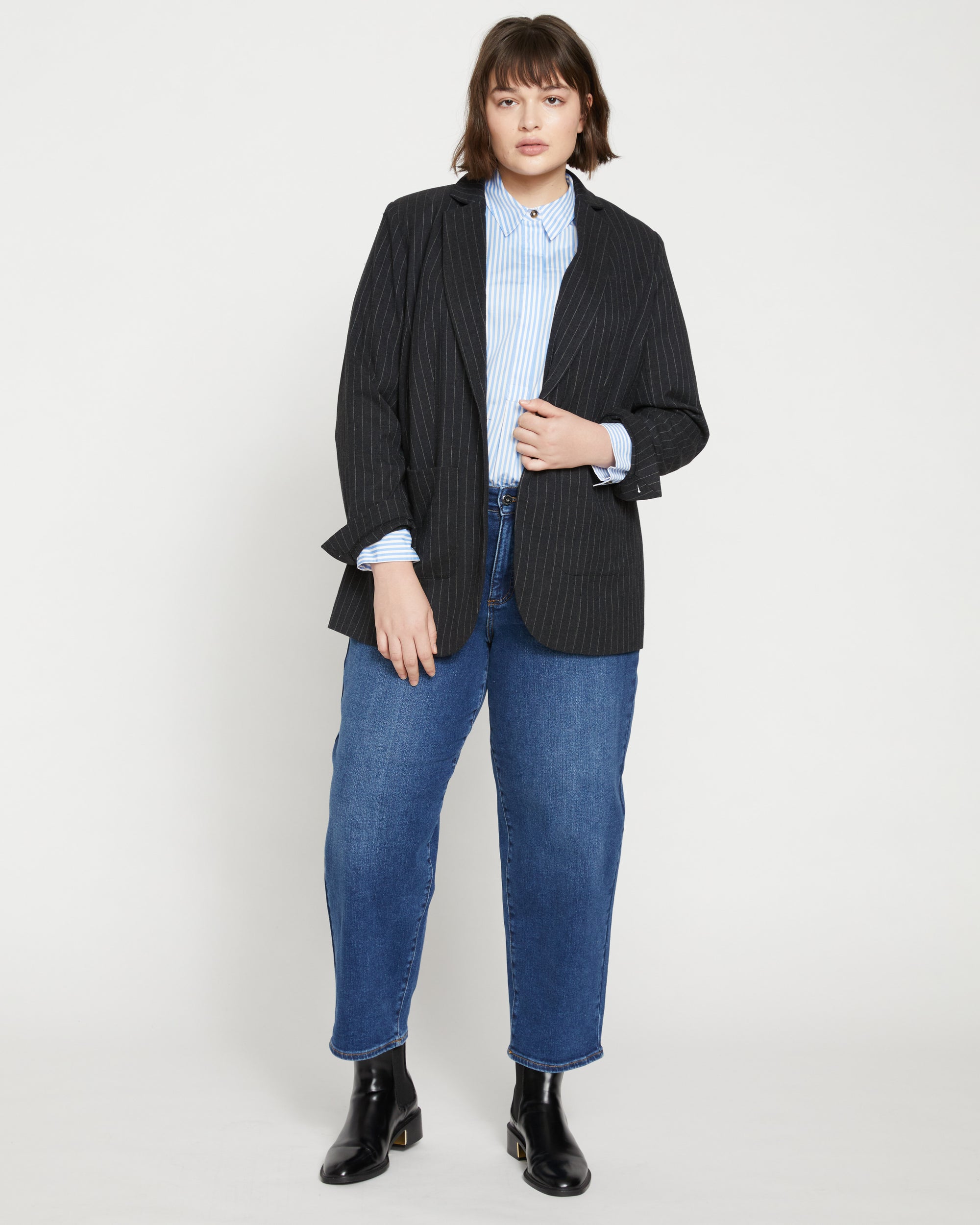 The Pinstripe Blazer - Graphite