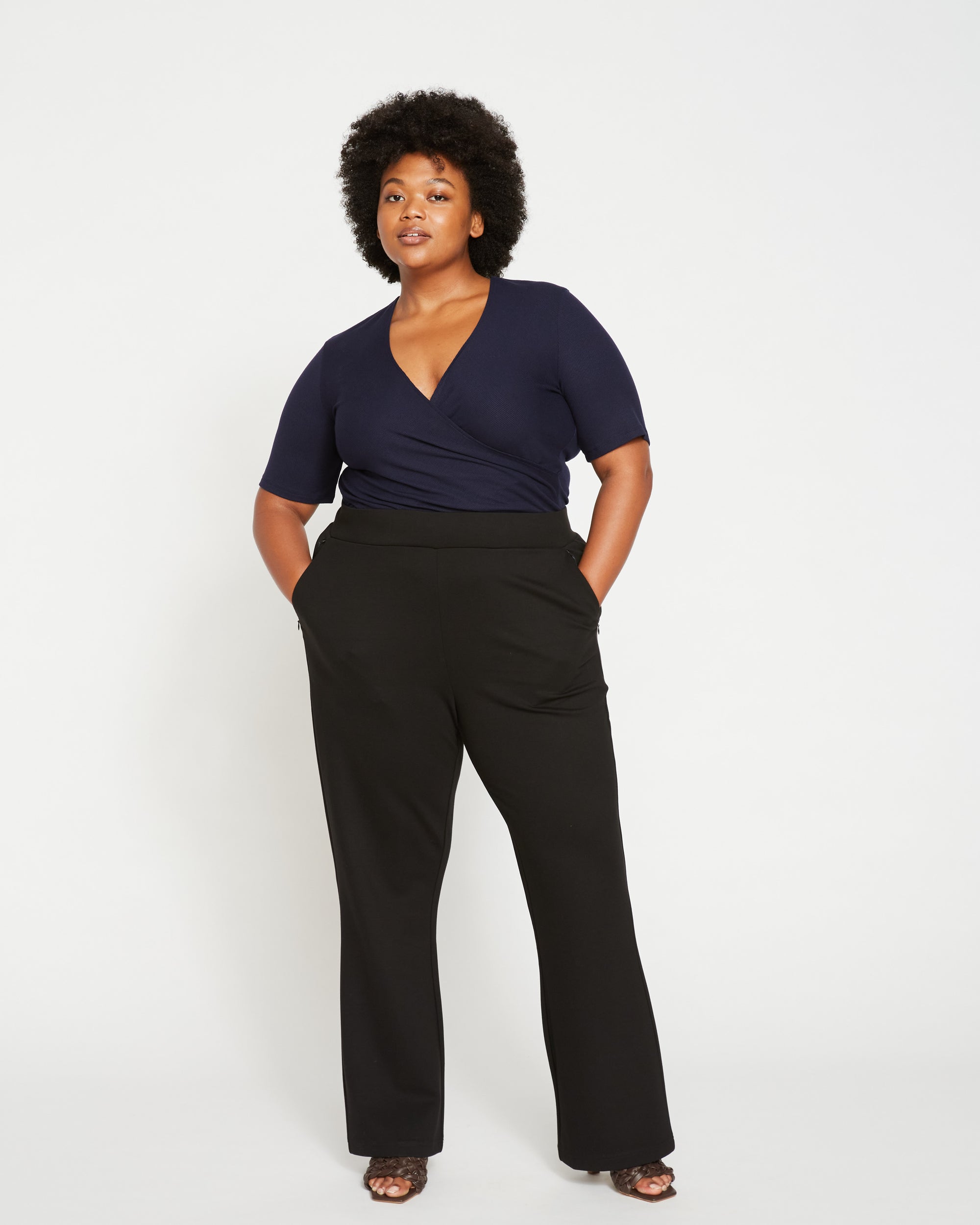 Pull On Bootcut Ponte Pants - Black