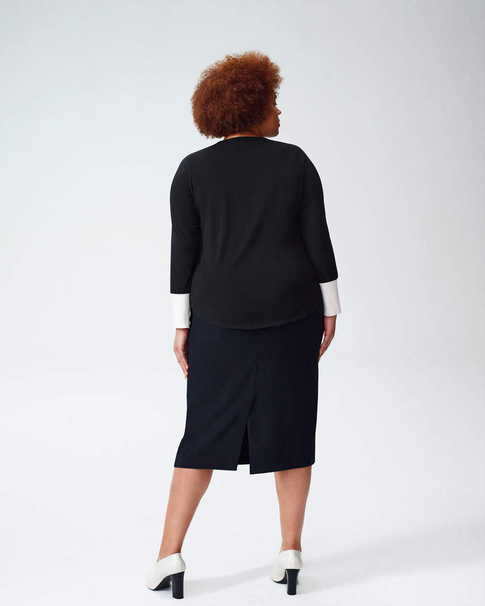 Rhine Color Block Cuff Top - Black/White