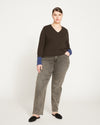 Rhine V Neck Color Block Cuff Top - Black/Blue