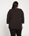 Rhine V Neck Color Block Cuff Top - Black/White