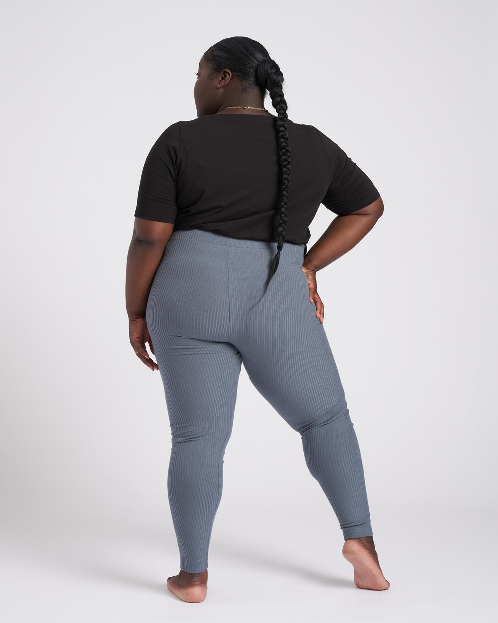 Rae Knit Ribbed Leggings - Storm