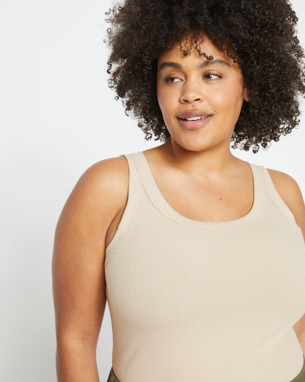 Roitfeld Ribbed Tank - Barley