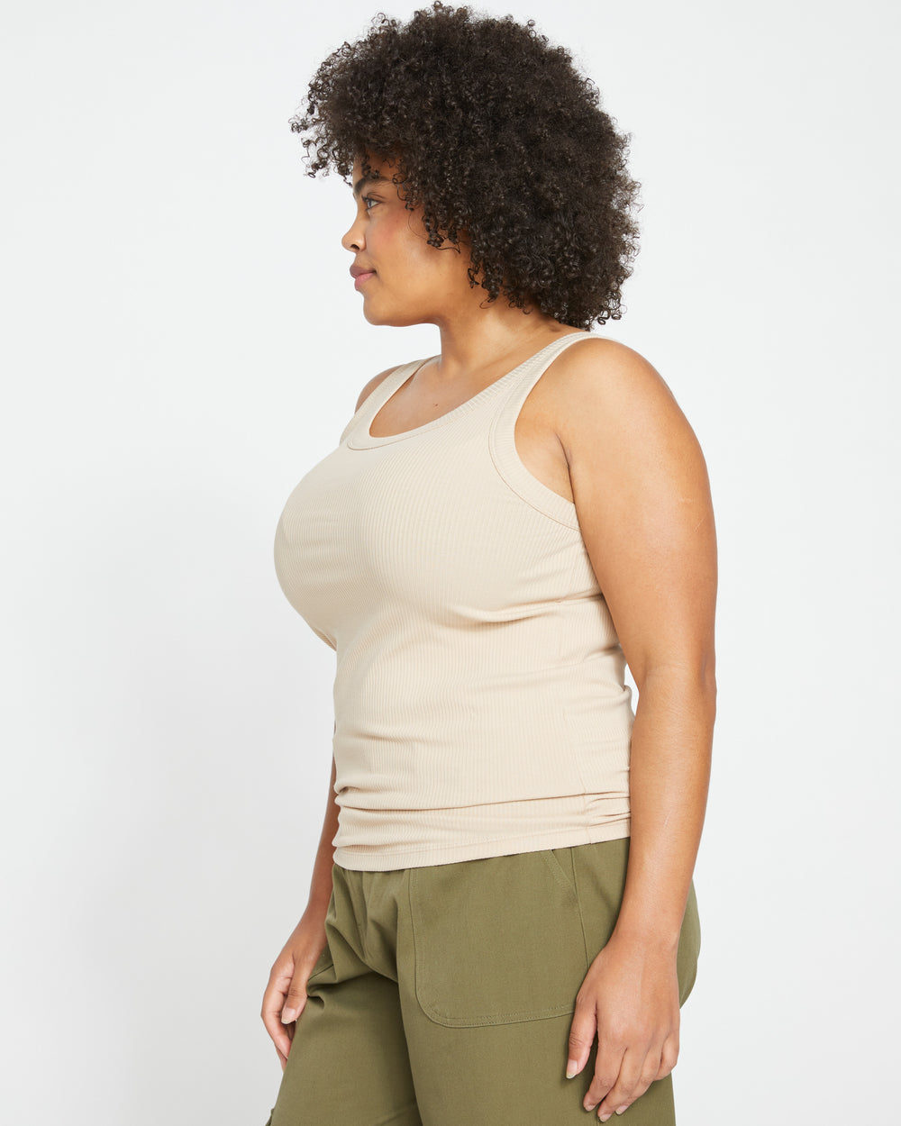 Roitfeld Ribbed Tank - Barley