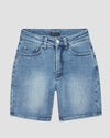 Joni High Rise Curve Slim Leg Shorts - Distressed Light Blue