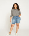Joni High Rise Curve Slim Leg Shorts - Distressed Light Blue