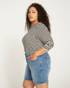 Joni High Rise Curve Slim Leg Shorts - Distressed Light Blue
