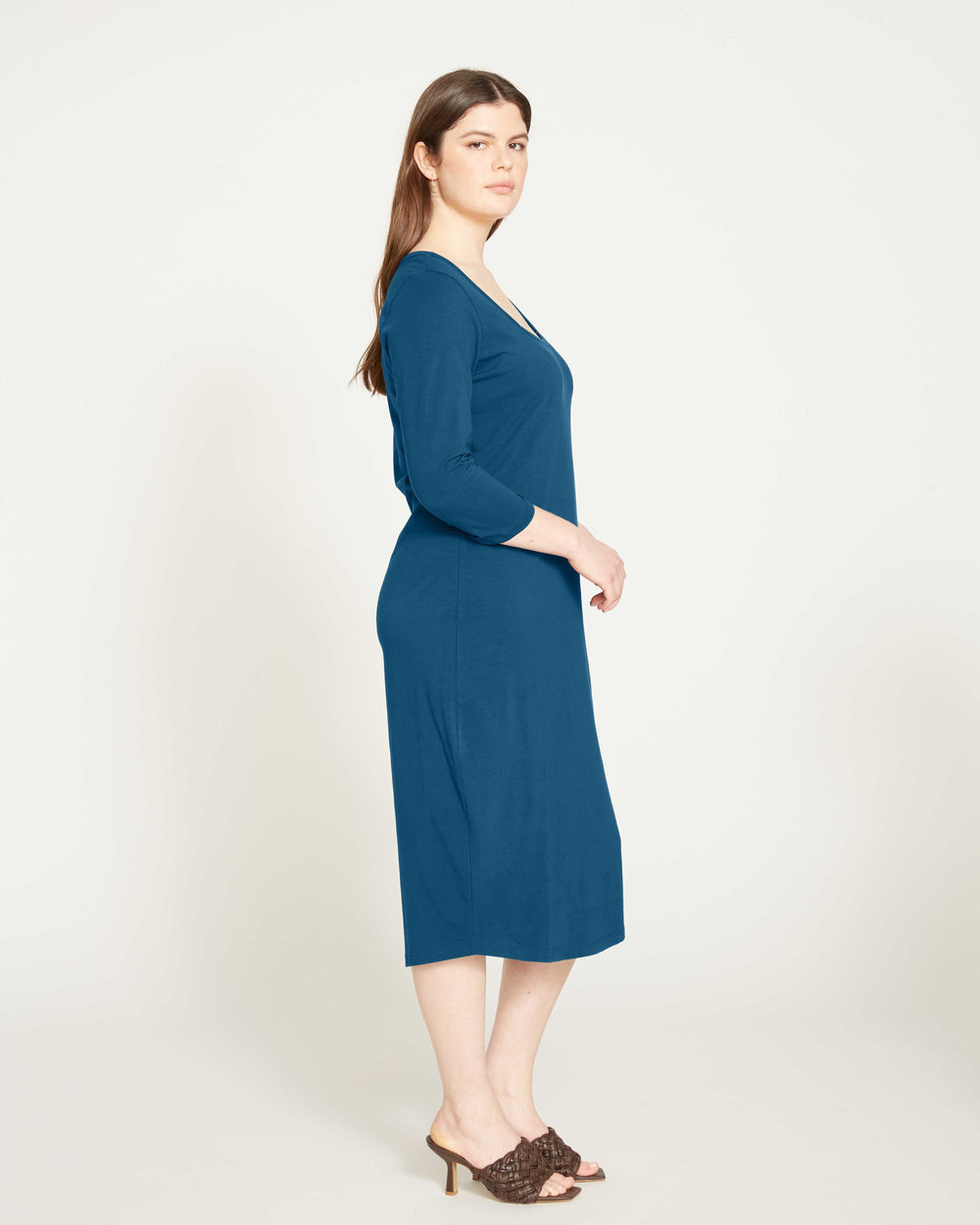 Square Neck Cocoon Dress - True Blue