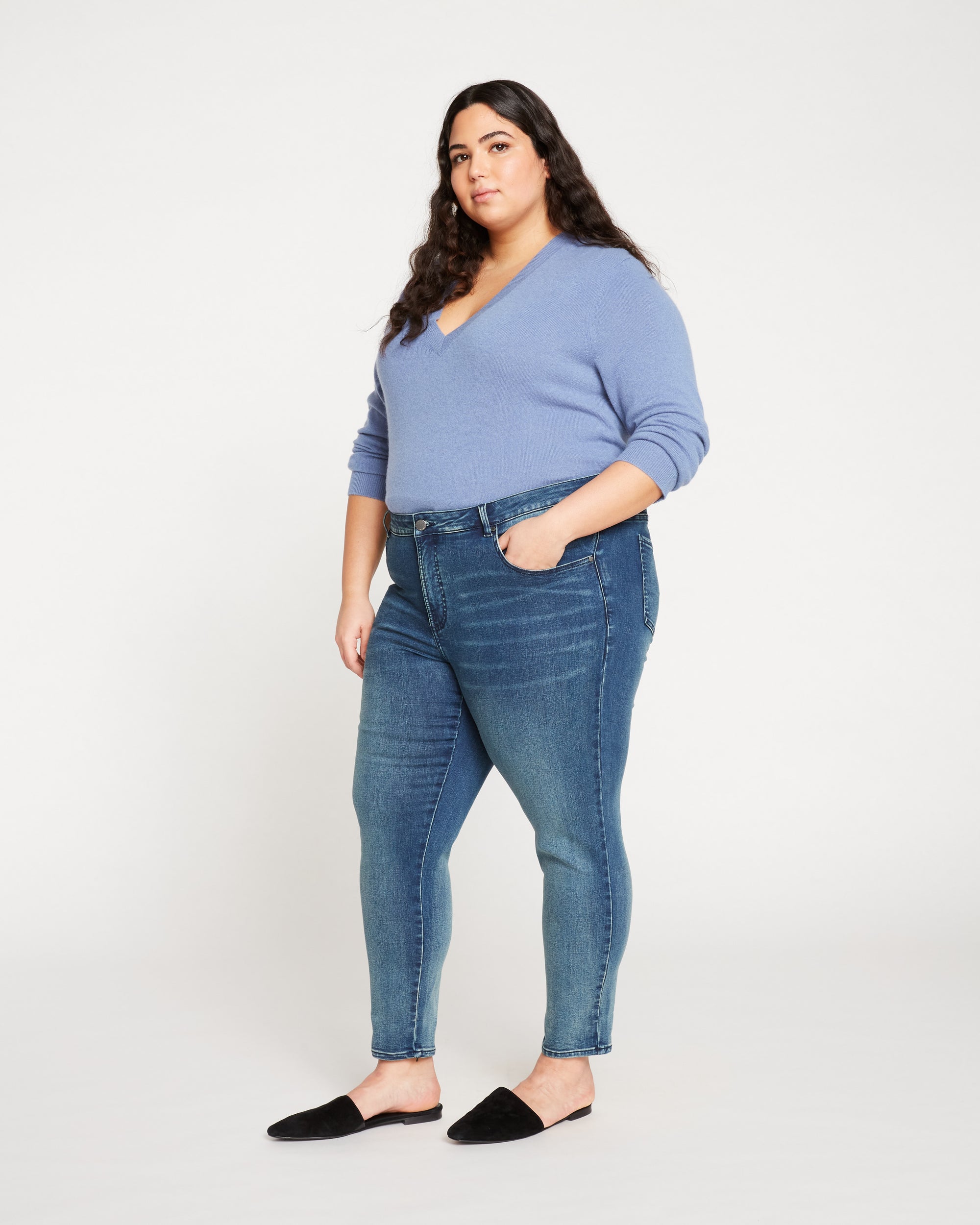 Seine Mid Rise Skinny Jeans 27 Inch - Distressed Blue