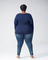 Foundation Long Sleeve V Neck Tee - Navy
