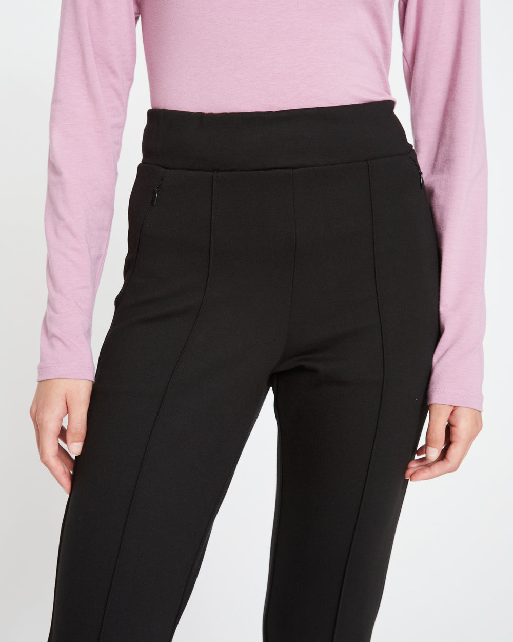 Skinny Pintuck Ponte Pants 28 Inch - Black