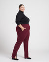 Flaunt Slit Signature Ponte Pants - Oxblood