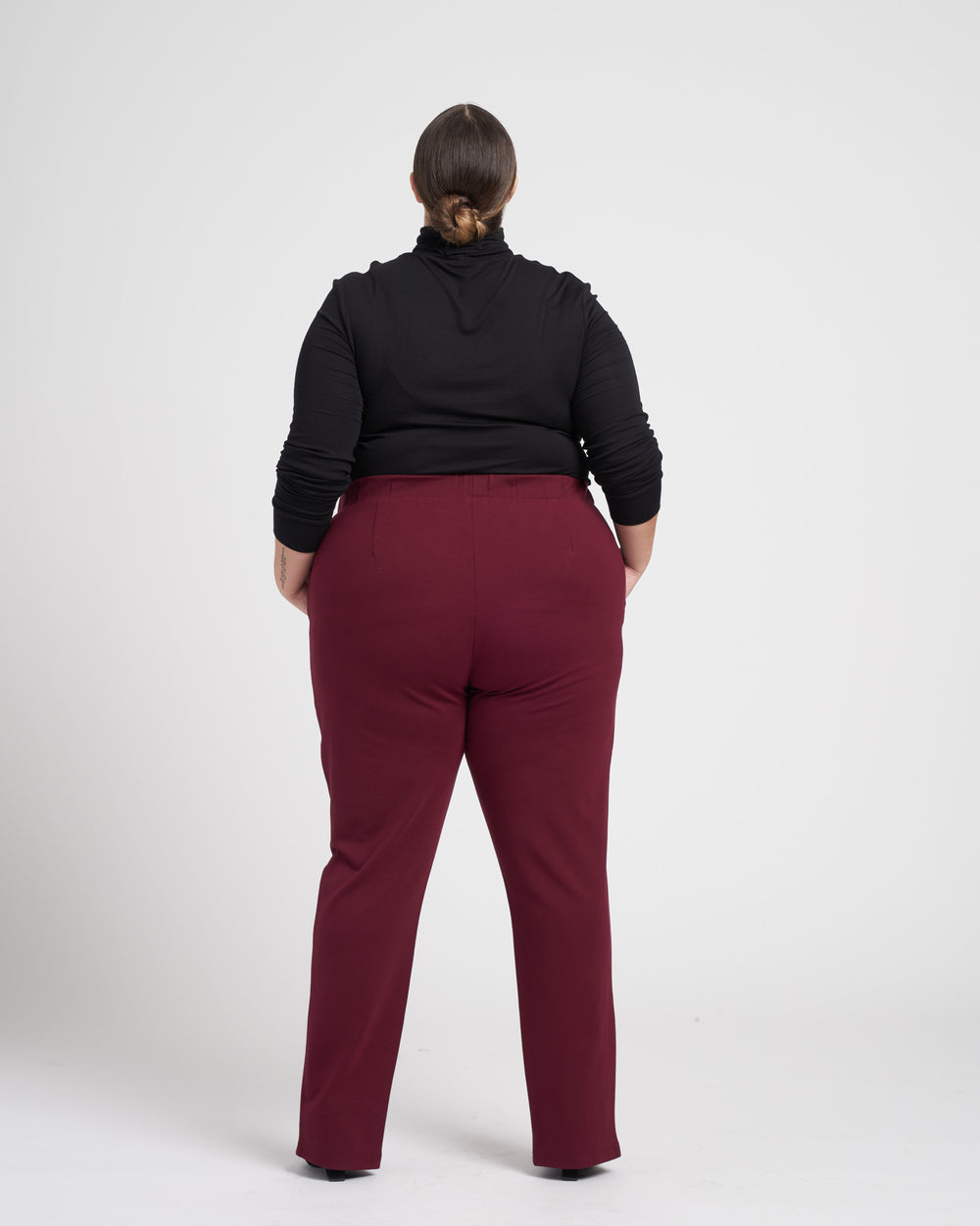 Flaunt Slit Signature Ponte Pants - Oxblood