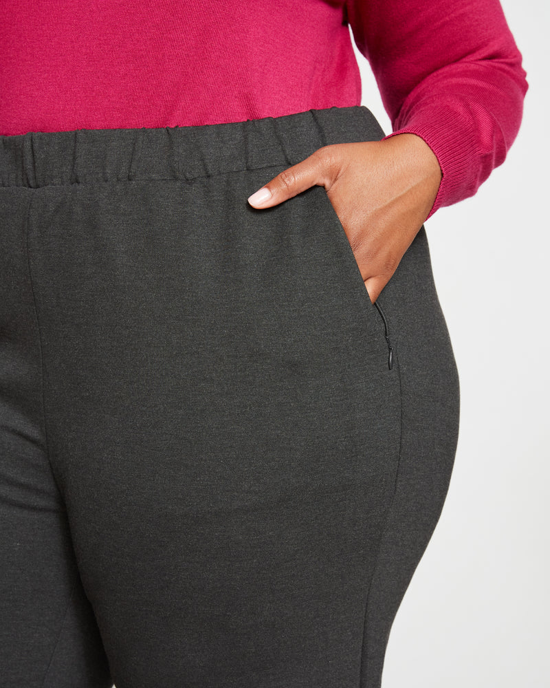 Stephanie Wide Leg Ponte Pants - Charcoal